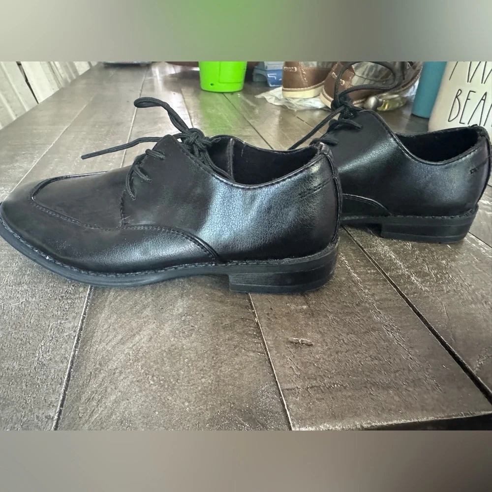 SONOMA Boys Size 13 Black‎ Dress Shoe Tie Closure Memory Foam Insoles Formal